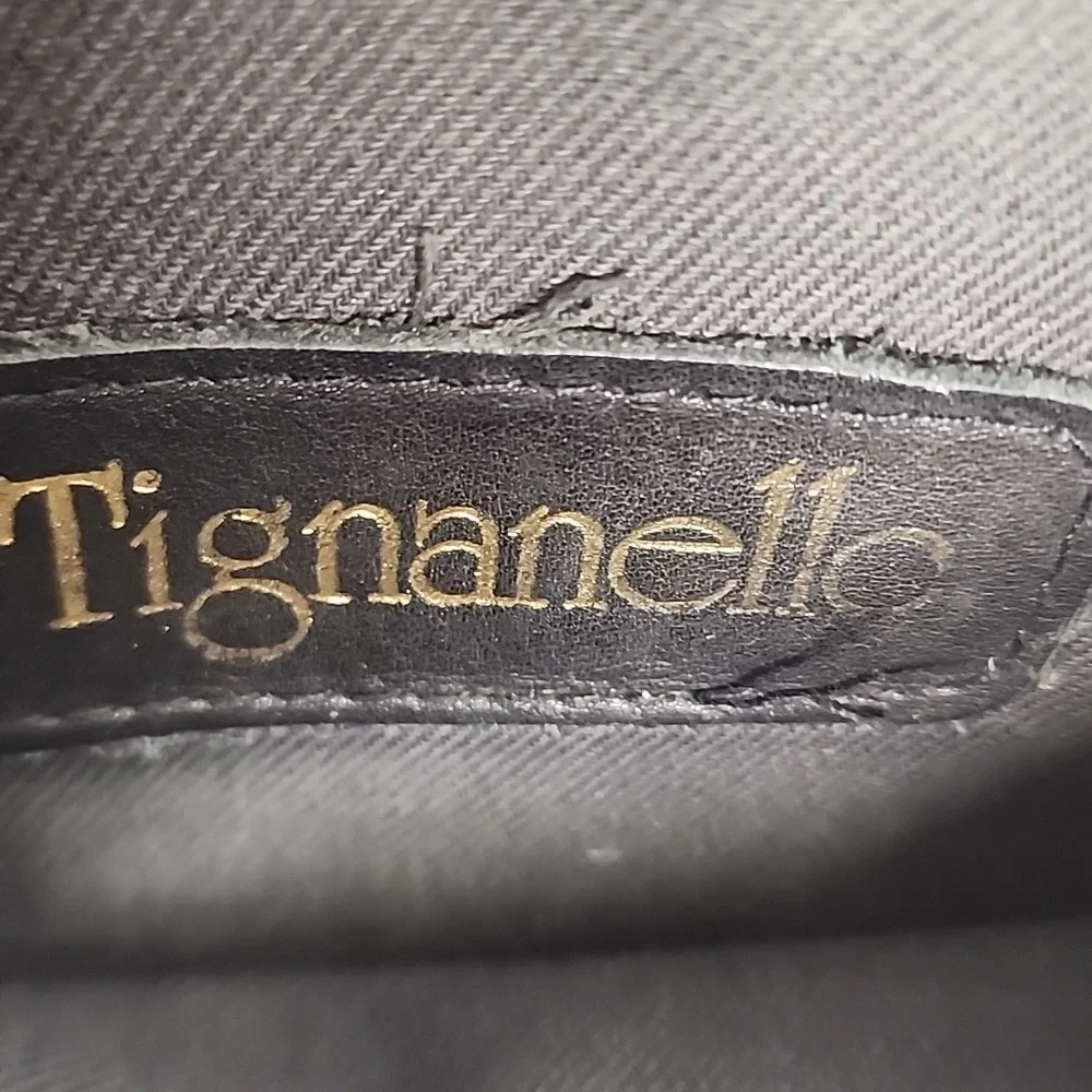 Tignanello Black Leather Quality Unisex Crossbody Messenger SaddleBag Long Strap